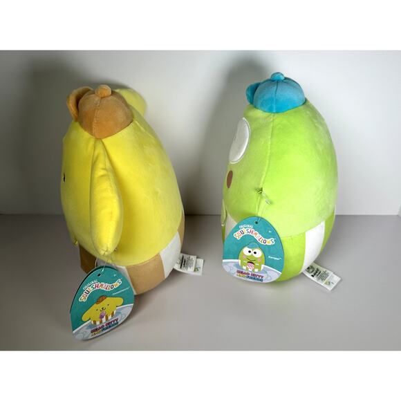 Squishmallows Sanrio Keroppi 9" & Pompompurin 8" Newsboy Hats NWT Set - Picture 3 of 5